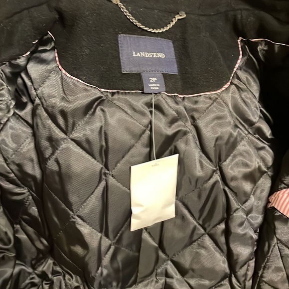 NWT LAND’S END women’s black double breasted Wool Cashmere Pea Coat / jacket 2P - Picture 11 of 14